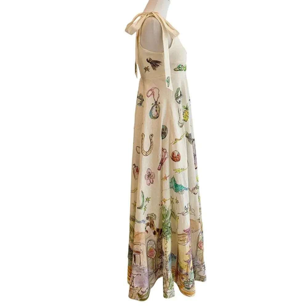 Alemais Anouk Colantoni Ballet Tie-Strap Midi Dress US 6 - Picture 11 of 13